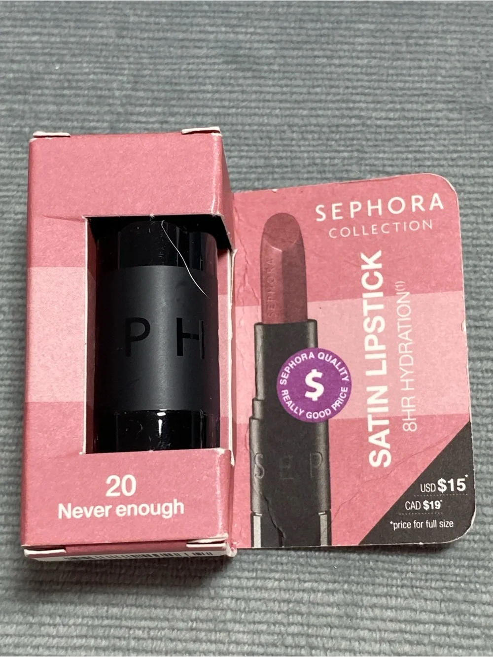 Sephora Striped Pouch with Colorful Embroidered Lip and 4 travel cosmetics